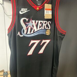Nike Black and Red Sixers Jersey
